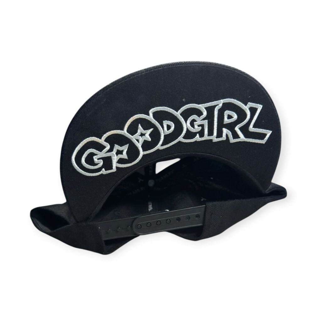 Bad Boy Good Girl Flat Bill Snapback Hat Black Adjustable Y2K Cap - Picture 4 of 5
